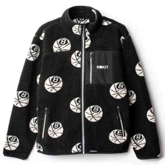 NEW ROKIT men's misfit polar fleece jacket in black men 2XL - Picture 1 of 8